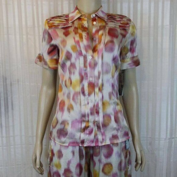 $1875 ROCHAS SET size 40 Italy 4 US 100% SILK  blouses pants women's - Picture 6 of 16